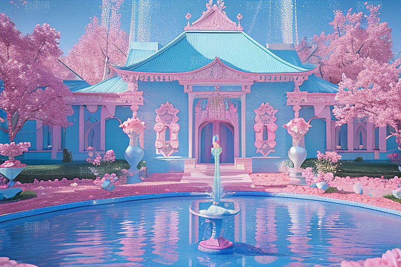 粉色魔法闪耀水波