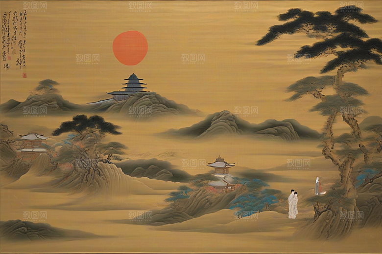 经典爱情古代东方风景中的动人传说