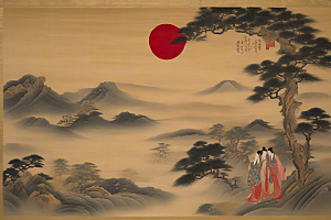 经典爱情古代东方风景中的动人传说