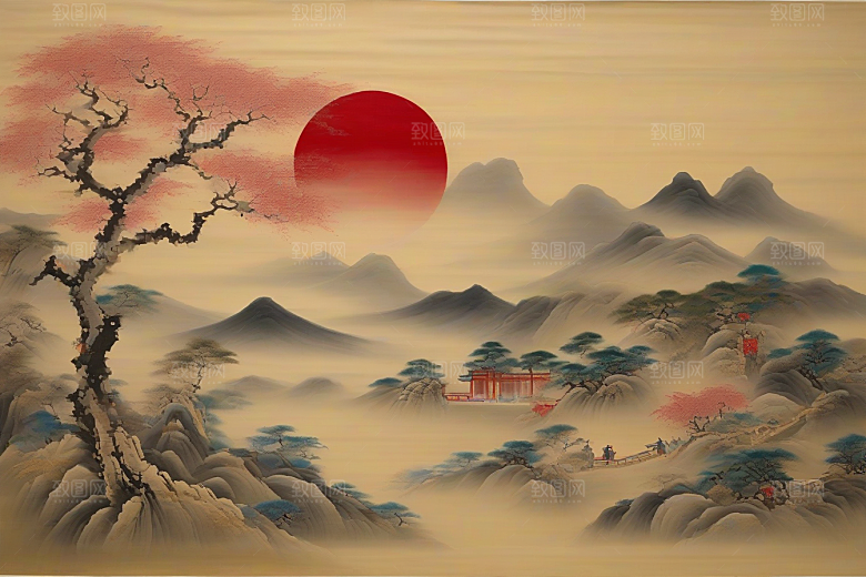 走入画卷古代东方风景中的爱情故事
