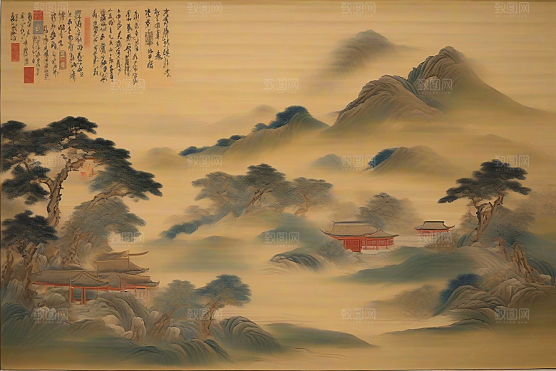 走入画卷古代东方风景中的爱情故事