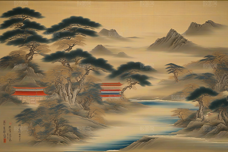走入画卷古代东方风景中的爱情故事