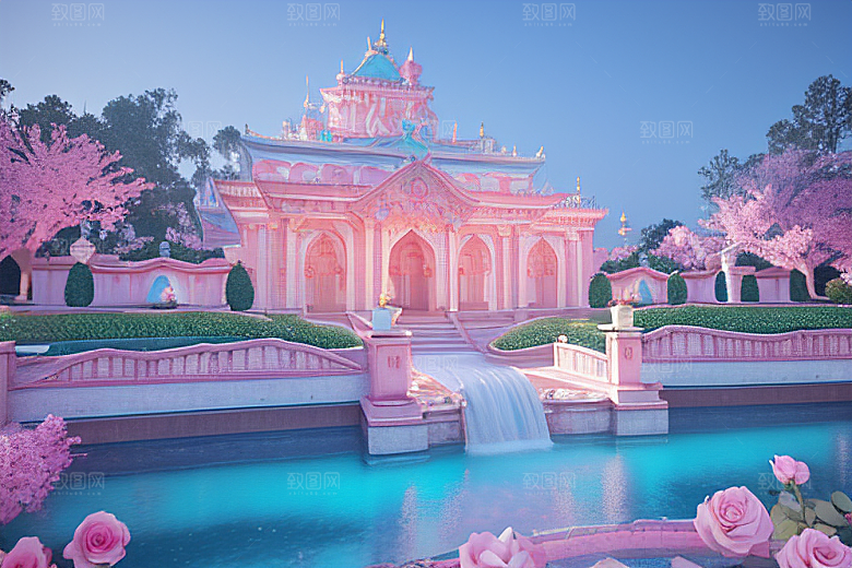 粉色魔法闪耀水波
