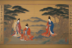 走入画卷古代东方风景中的爱情故事