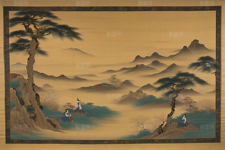走入画卷古代东方风景中的爱情故事