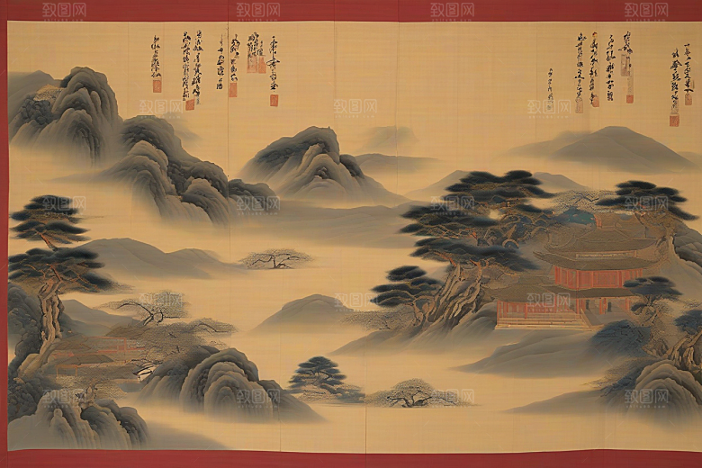 走入画卷古代东方风景中的爱情故事