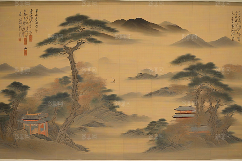 走入画卷古代东方风景中的爱情故事