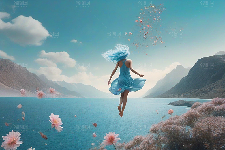 超写实细节后网络美学中的山间女子