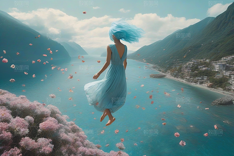 真实与超现实细节丰富的山间女子照片