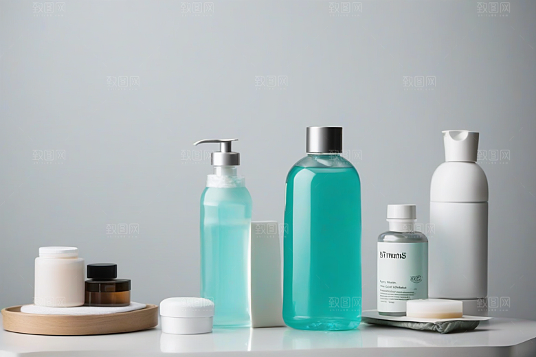 模糊床和化妆品的综合化妆台
