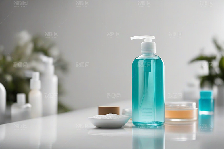模糊床和化妆品的综合化妆台