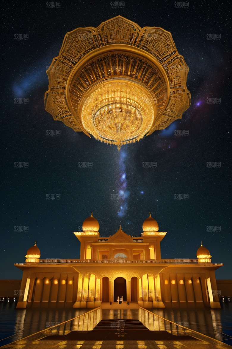 星空下的玫瑰宫殿超广角8K清晰俯瞰绝美