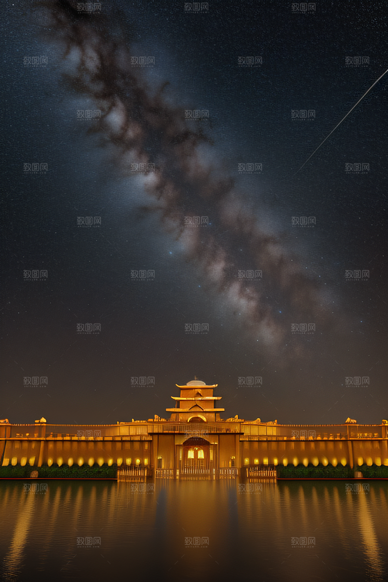 星空下的玫瑰宫殿超广角8K清晰俯瞰绝美
