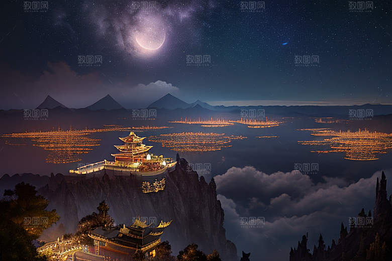 月光下的金殿奇幻之美