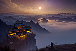 月光下的金殿奇幻之美
