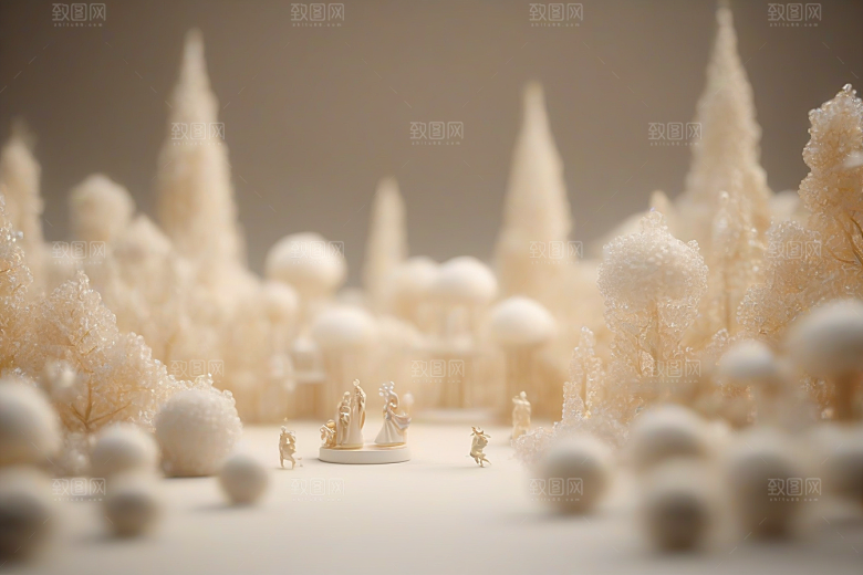 极简主义舞台布景：象牙与水晶的活力色彩