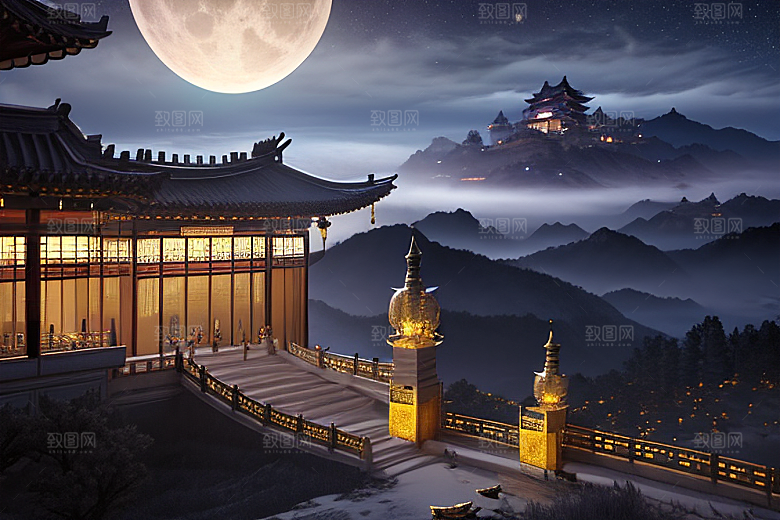 月光下的金殿奇幻之美