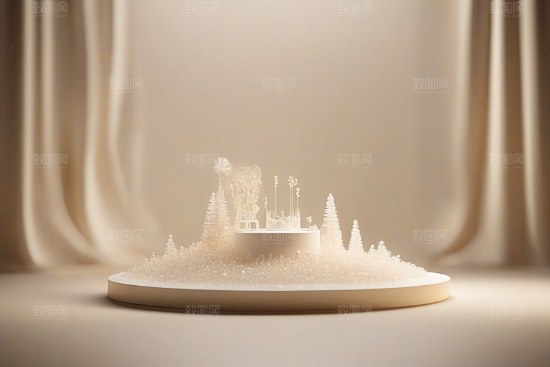 极简主义舞台布景：象牙与水晶的活力色彩