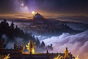 月光下的金殿奇幻之美