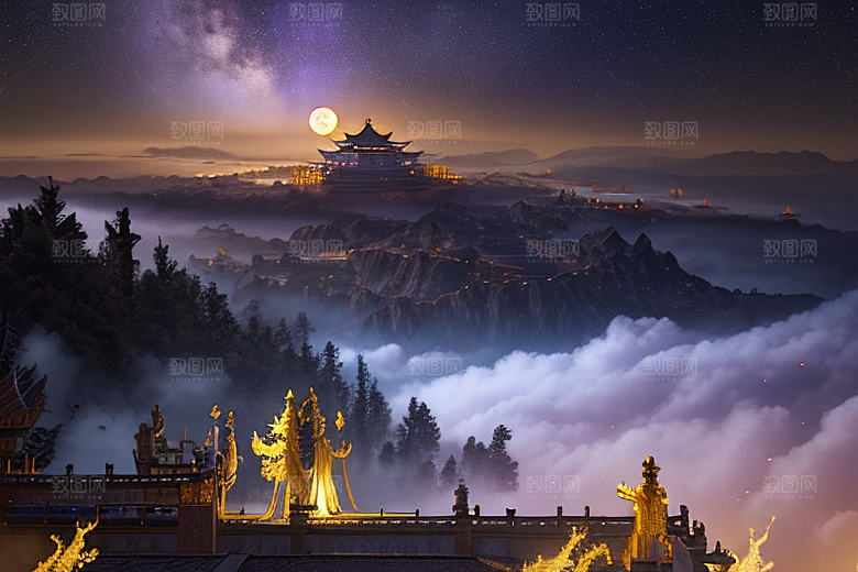 月光下的金殿奇幻之美