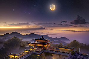 望日出云海金殿飘渺