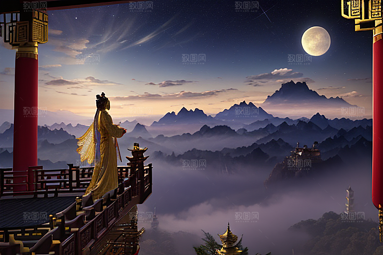 月夜幻境金殿之景