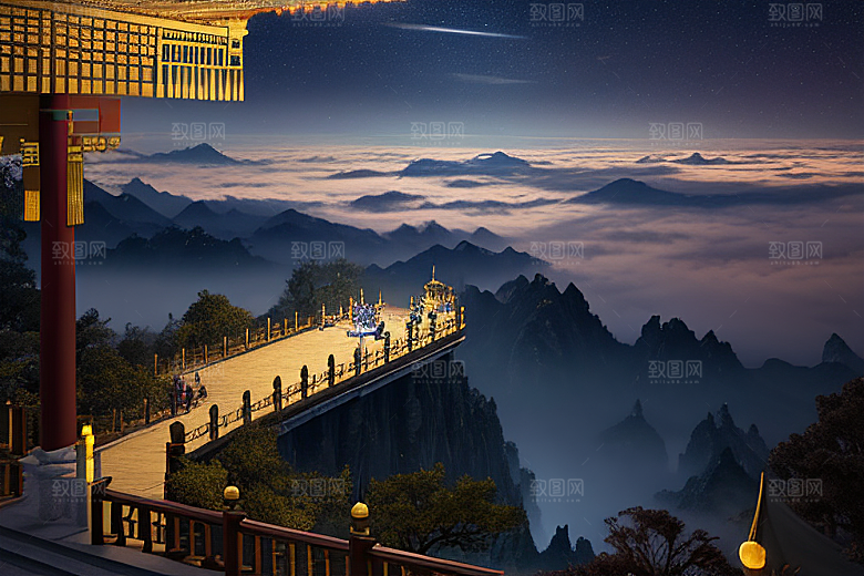 月夜幻境金殿之景