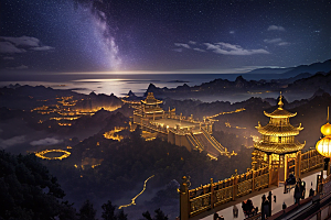月夜幻境金殿之景