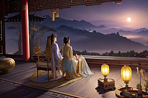 月夜幻境金殿之景