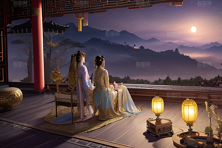 月夜幻境金殿之景