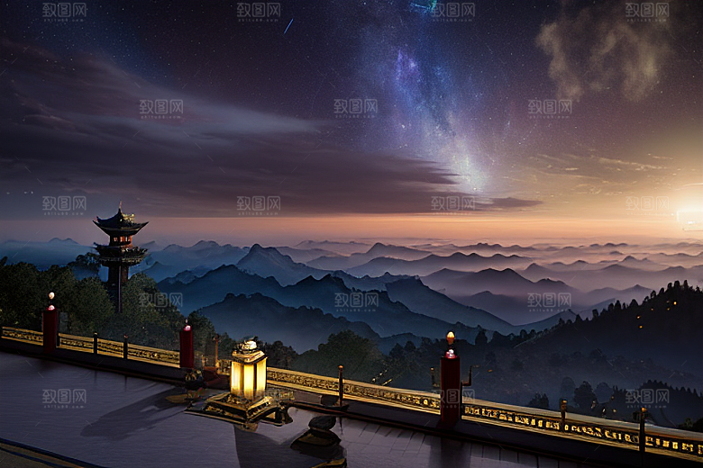 月夜幻境金殿之景
