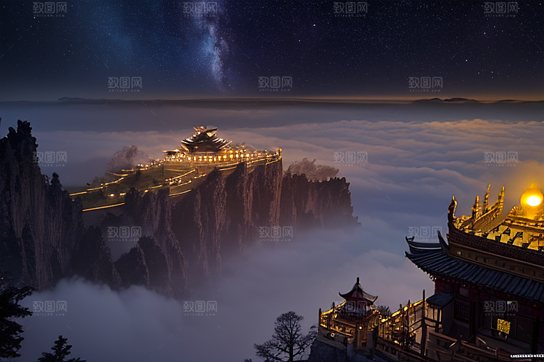 月夜幻境金殿之景
