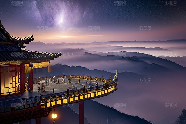 月夜幻境金殿之景