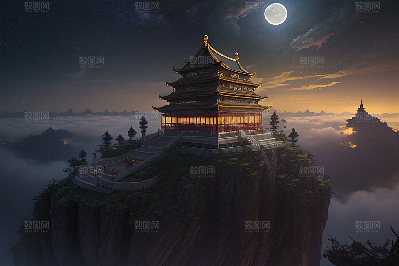 CG渲染梦幻金殿如诗