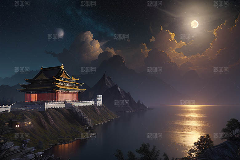 CG渲染梦幻金殿如诗