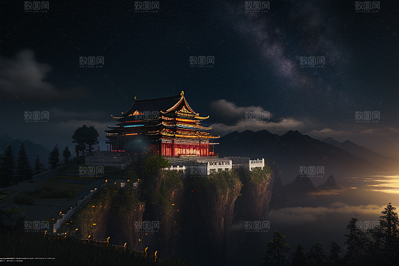 CG渲染梦幻金殿如诗