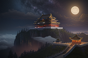 CG渲染梦幻金殿如诗