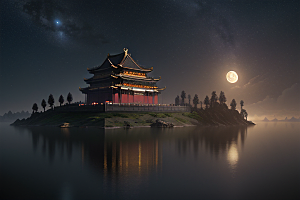 月光下的金殿奇幻之美