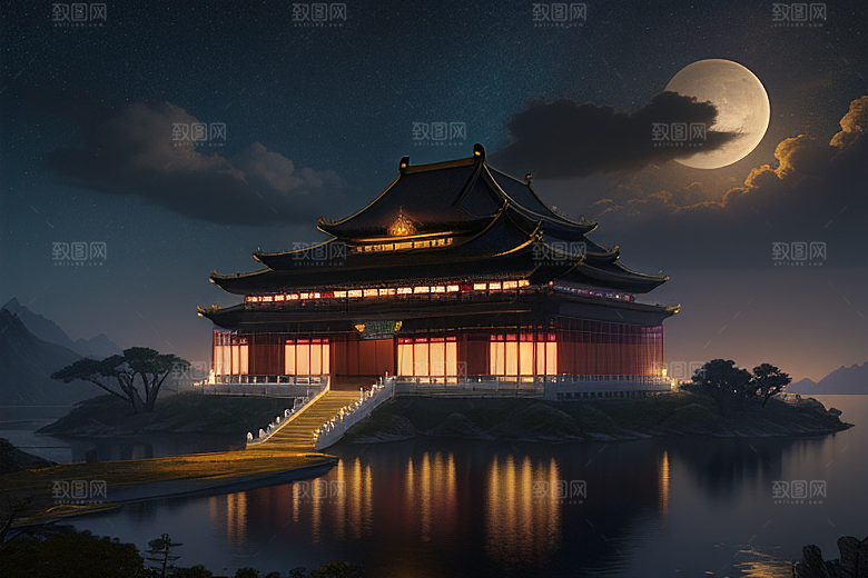 月光下的金殿奇幻之美