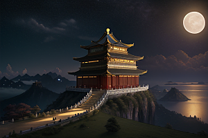 月光下的金殿奇幻之美