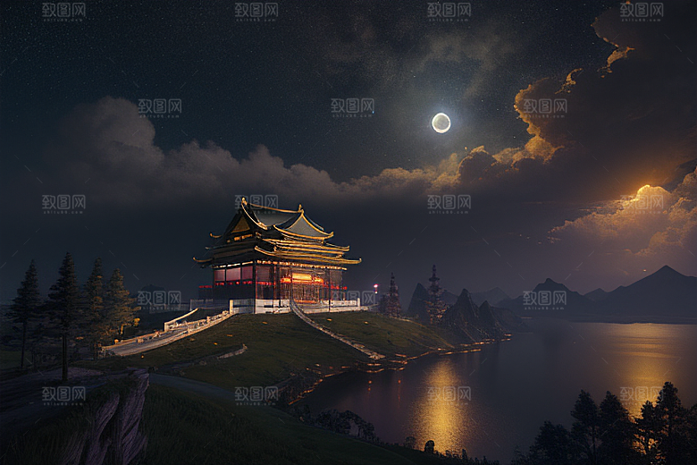 月光下的金殿奇幻之美