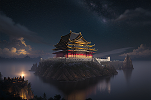 月光下的金殿奇幻之美