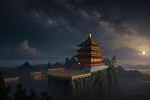 月光下的金殿奇幻之美