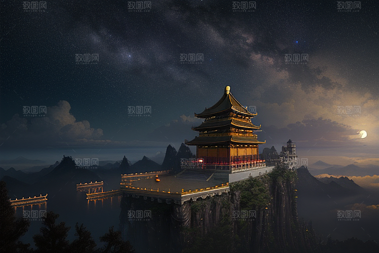 月光下的金殿奇幻之美