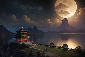 月光下的金殿奇幻之美