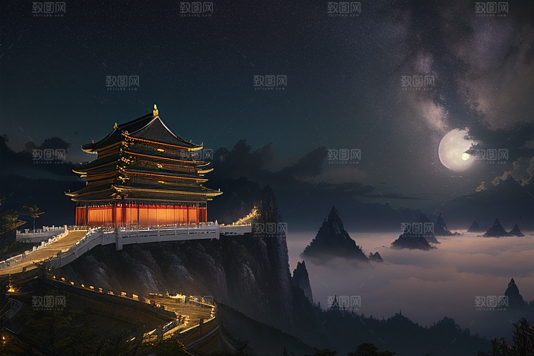 月光下的金殿奇幻之美