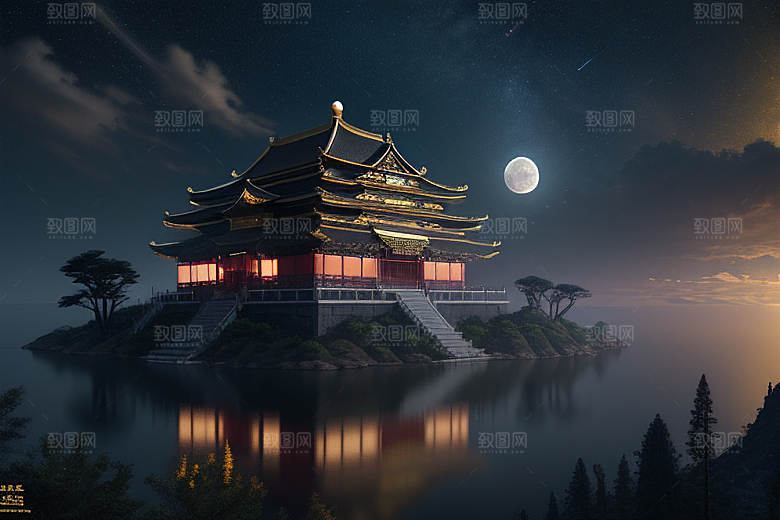 月光下的金殿奇幻之美