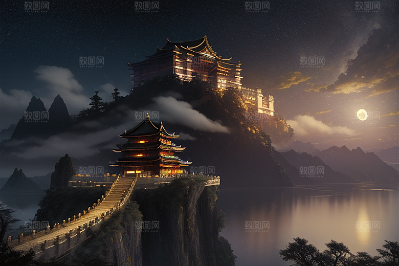 月光下的金殿奇幻之美