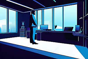 蓝色与霓虹商务人士全新办公室的独特之处