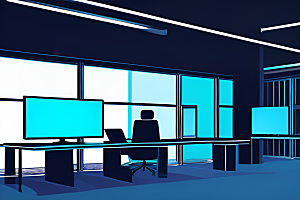 灵感之源商务人士全新办公室的蓝色主题